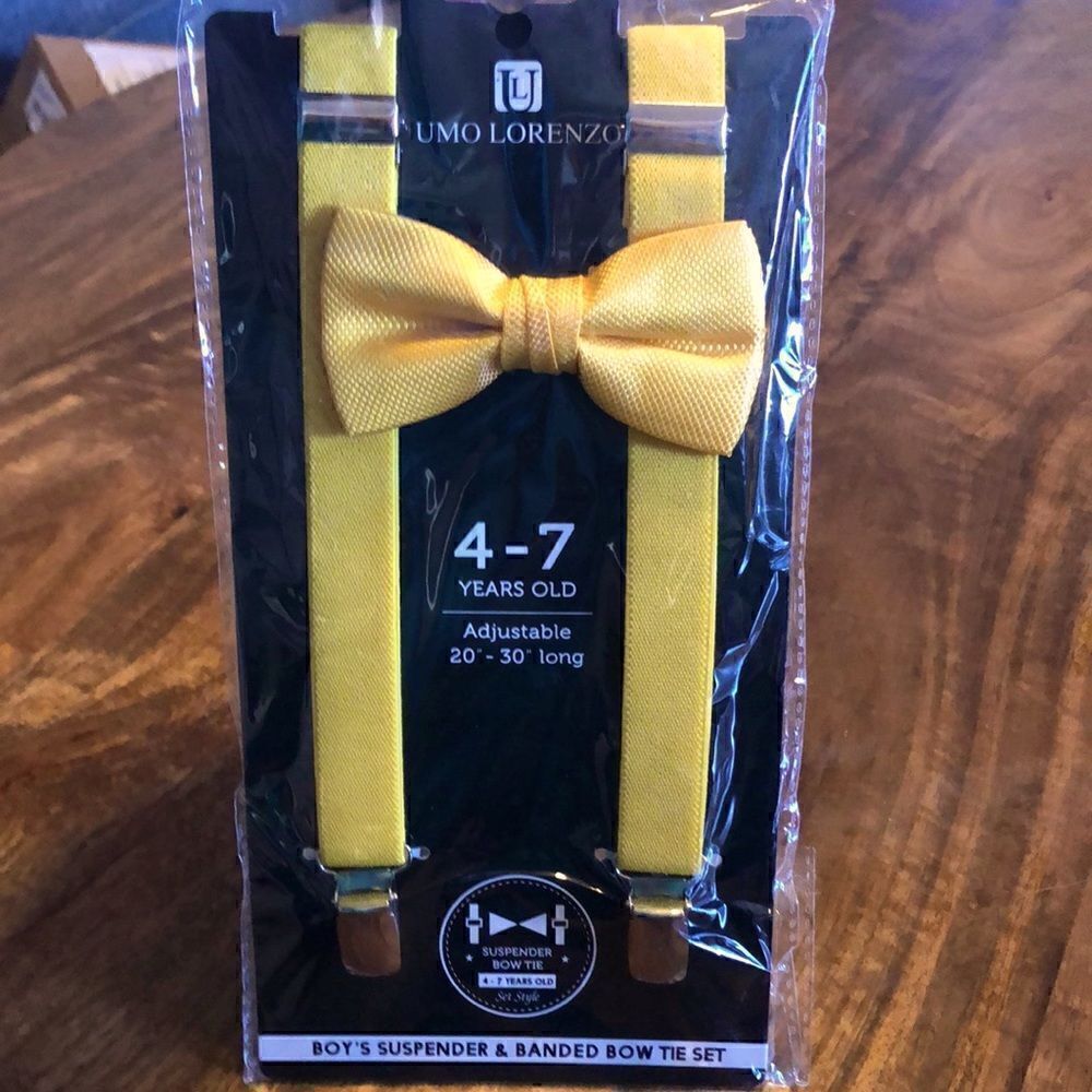 Kids Umo Lorenzo Suspender And Bow Tie Set-Sunflower yellow